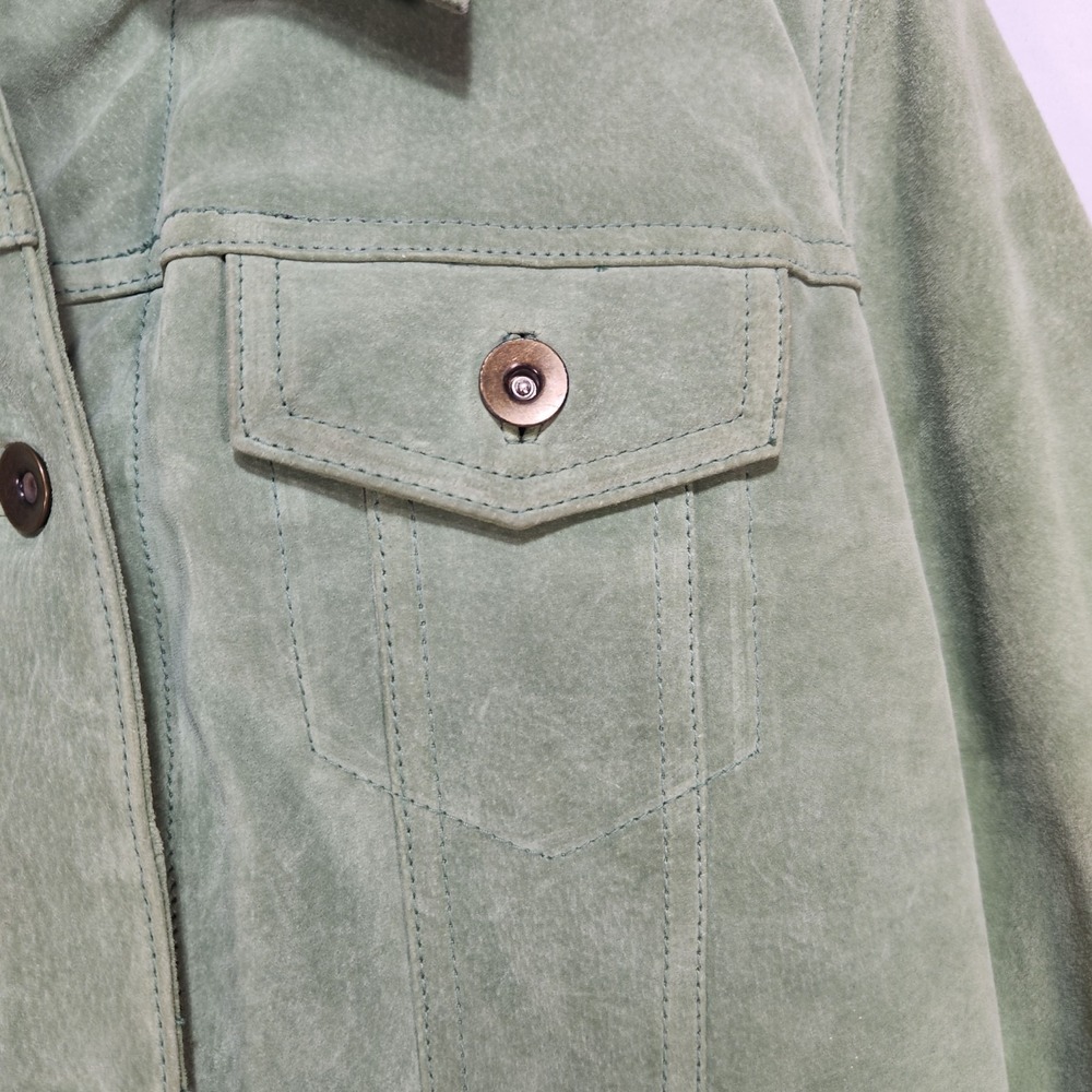 Charter Club Womens Jacket Size Small Green  Suede Leather Quilted Lined - Picture 5 of 7